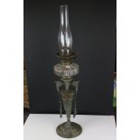 Late 19th / Early 20th century Oil Lamp of secessionist form comprising glass well with metal and