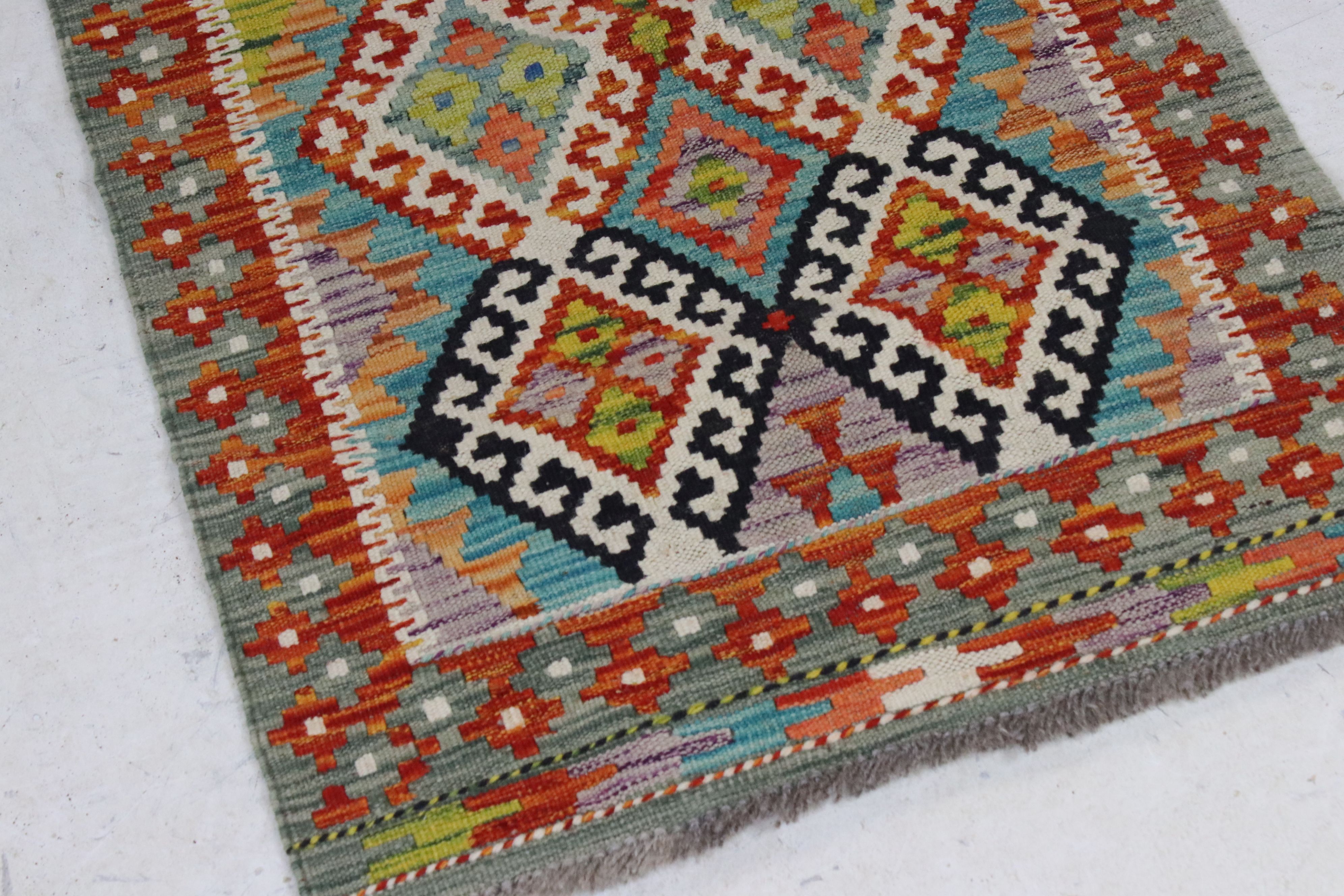 Wool Hand Knotted Chobi Kilim Runner Rug, 198cm x 63cm - Image 2 of 4