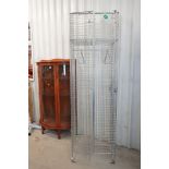 20th century Galvanised Steel Mesh Two Section Locker, each section with shelf above a hanging