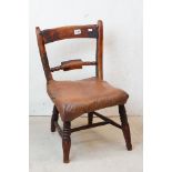 19th century Child's Chair with later covered seat, 39cm wide x 69cm high