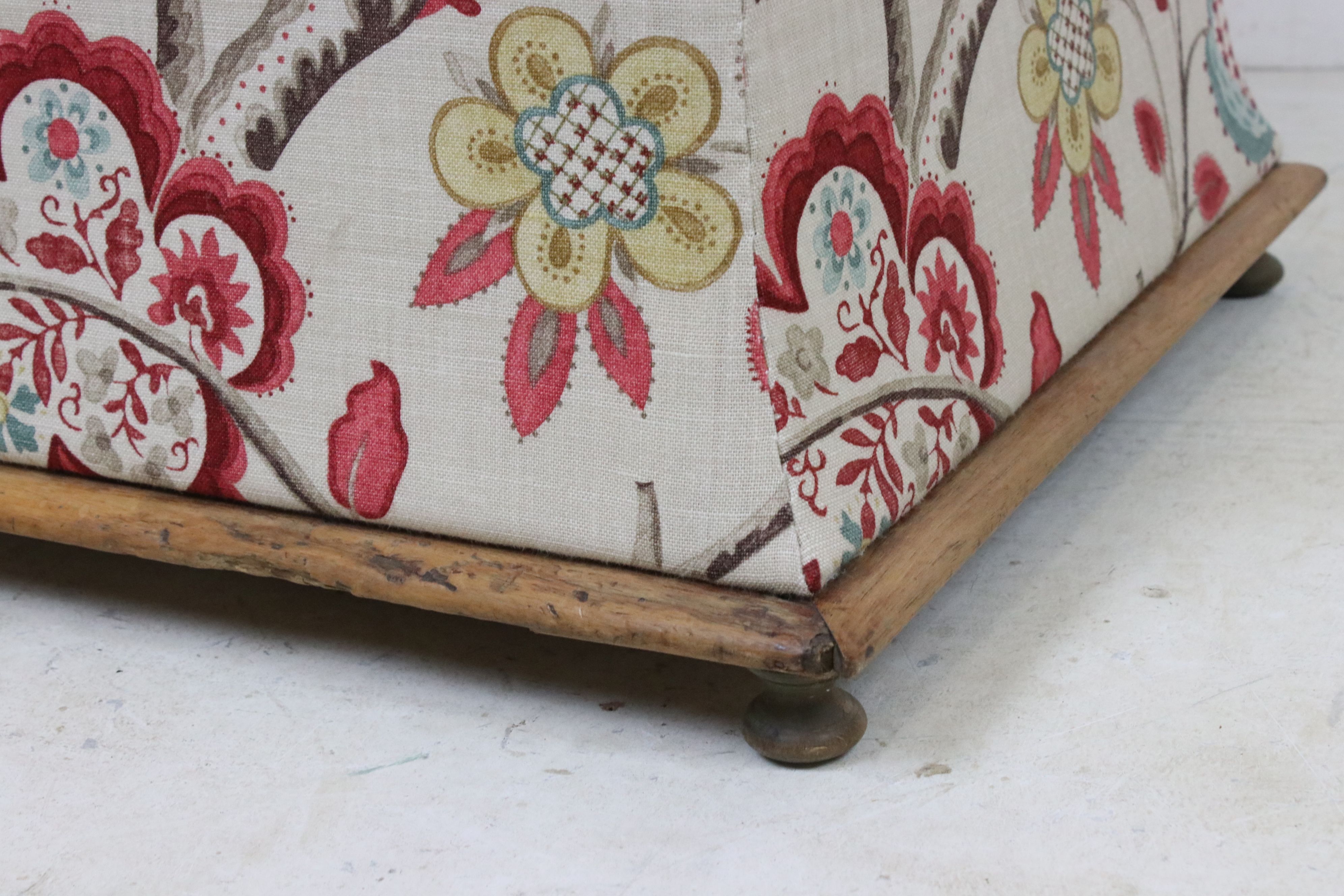 19th century Square Ottoman Box Stool, recently upholstered in Colefax & Fowler style fabric, 55cm - Image 4 of 4