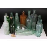Thirteen 19th and Early 20th century Glass Bottles including Poison and Lemonade plus a Stoneware
