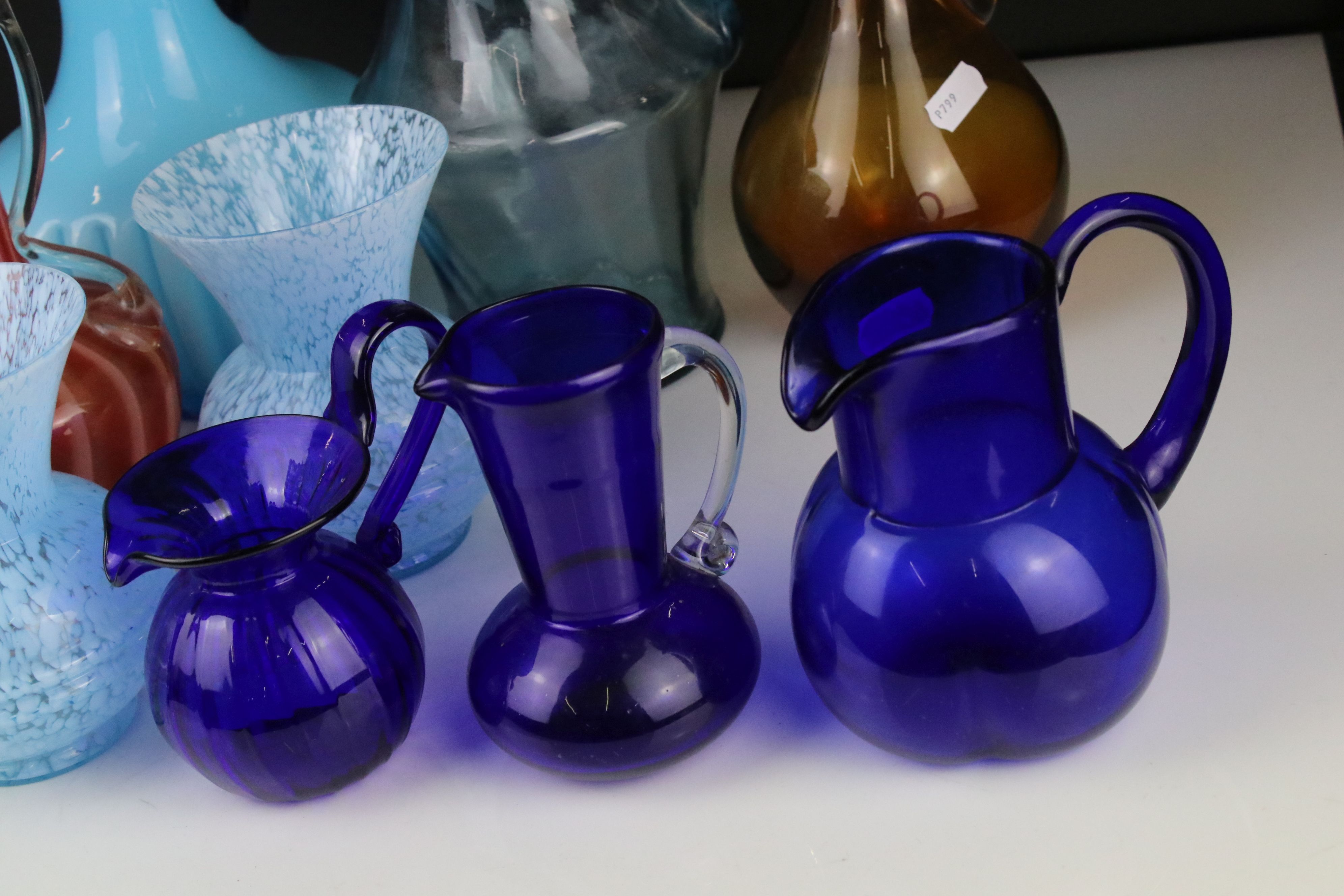 Thirteen items of Coloured Glass including Whitefriars Ruby Red Jug, Mdina Squat Vase, Bristol - Image 4 of 10