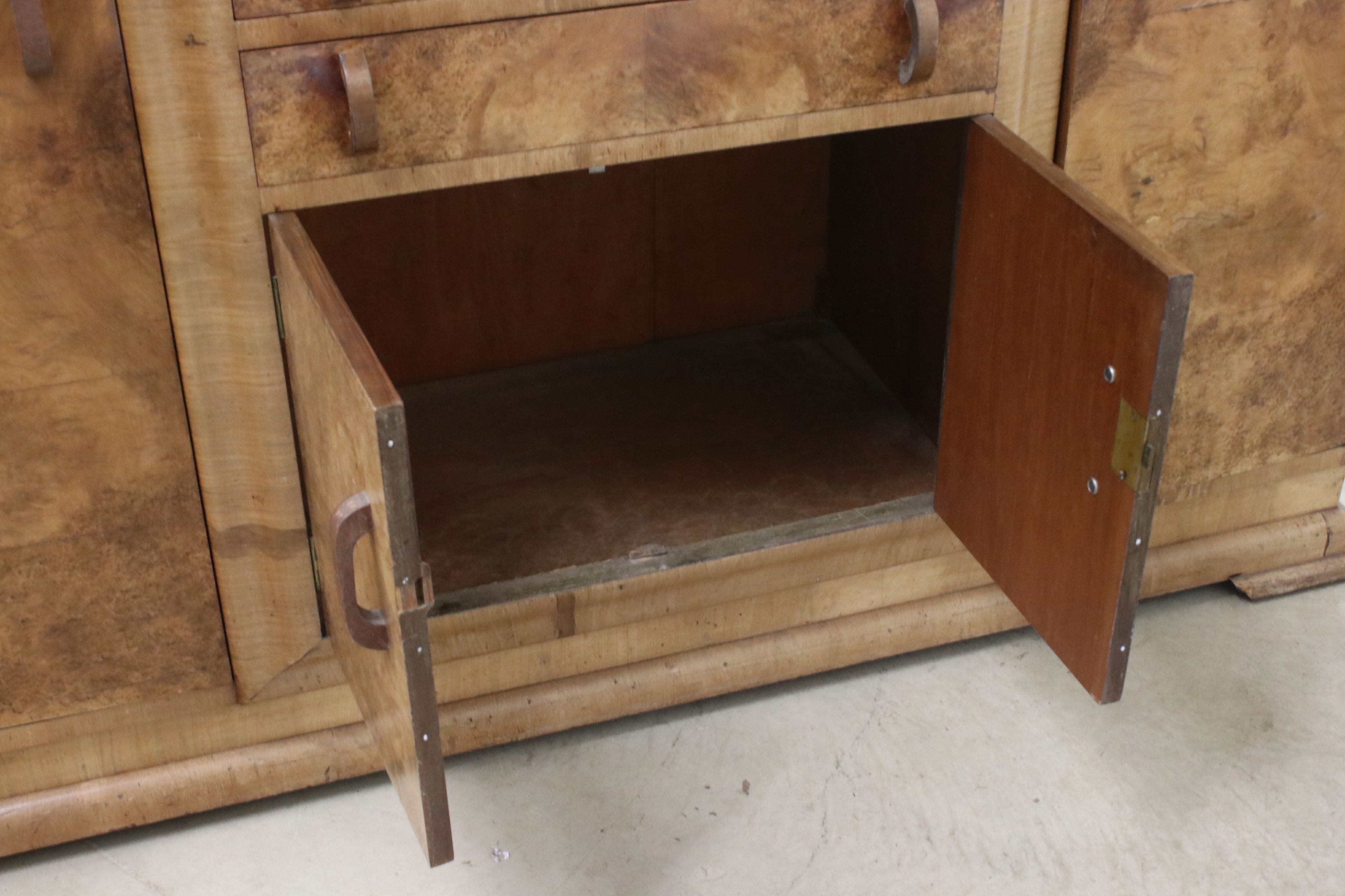Art Deco Walnut and Burr Walnut Cocktail Cabinet, the raised centre with hinged lid and drop down - Image 13 of 13