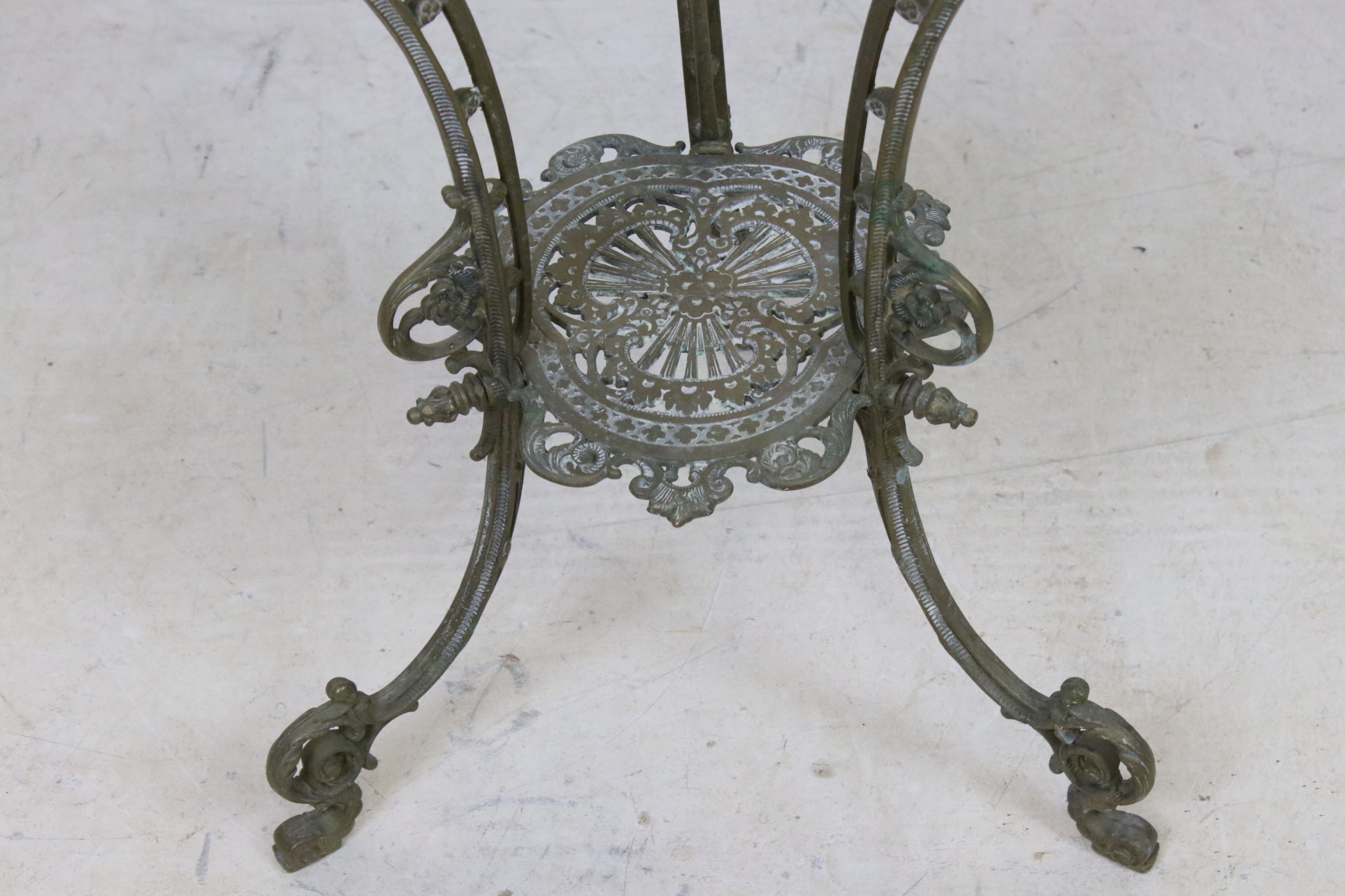 Ornate Brass Two Tier Jardinière / Plant Stand raised on three scrolling legs, 41cm wide x 76cm high - Image 5 of 6