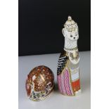 Two Royal Crown Derby Paperweights including Armadillo and Royal Cats Burmese, 23cm high