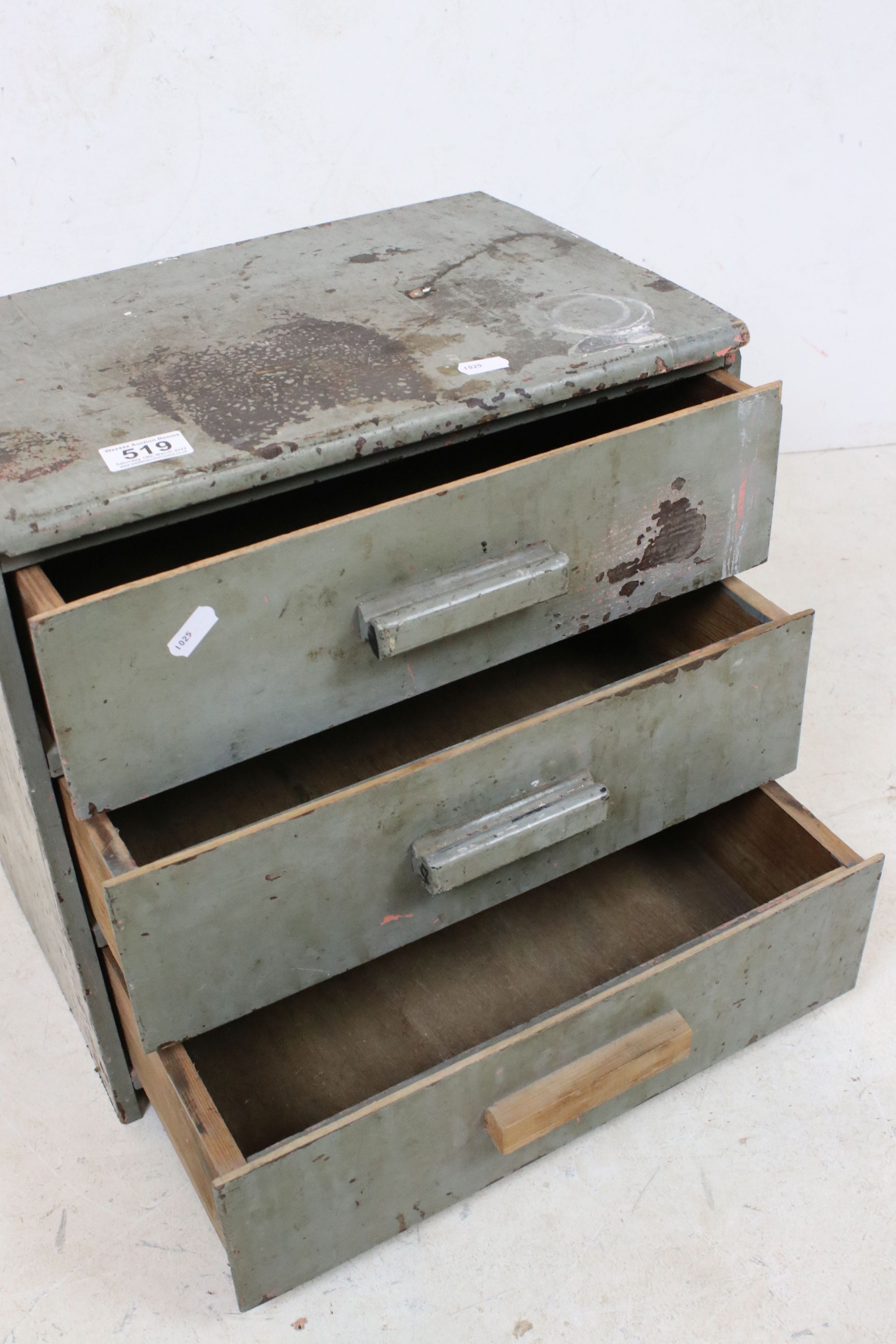 Mid century Painted Table Top Chest of Three Drawers, 40cm wide x 39cm high - Image 2 of 4