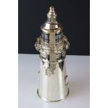 Substantial silver plated cocktail shaker in the form of a lighthouse