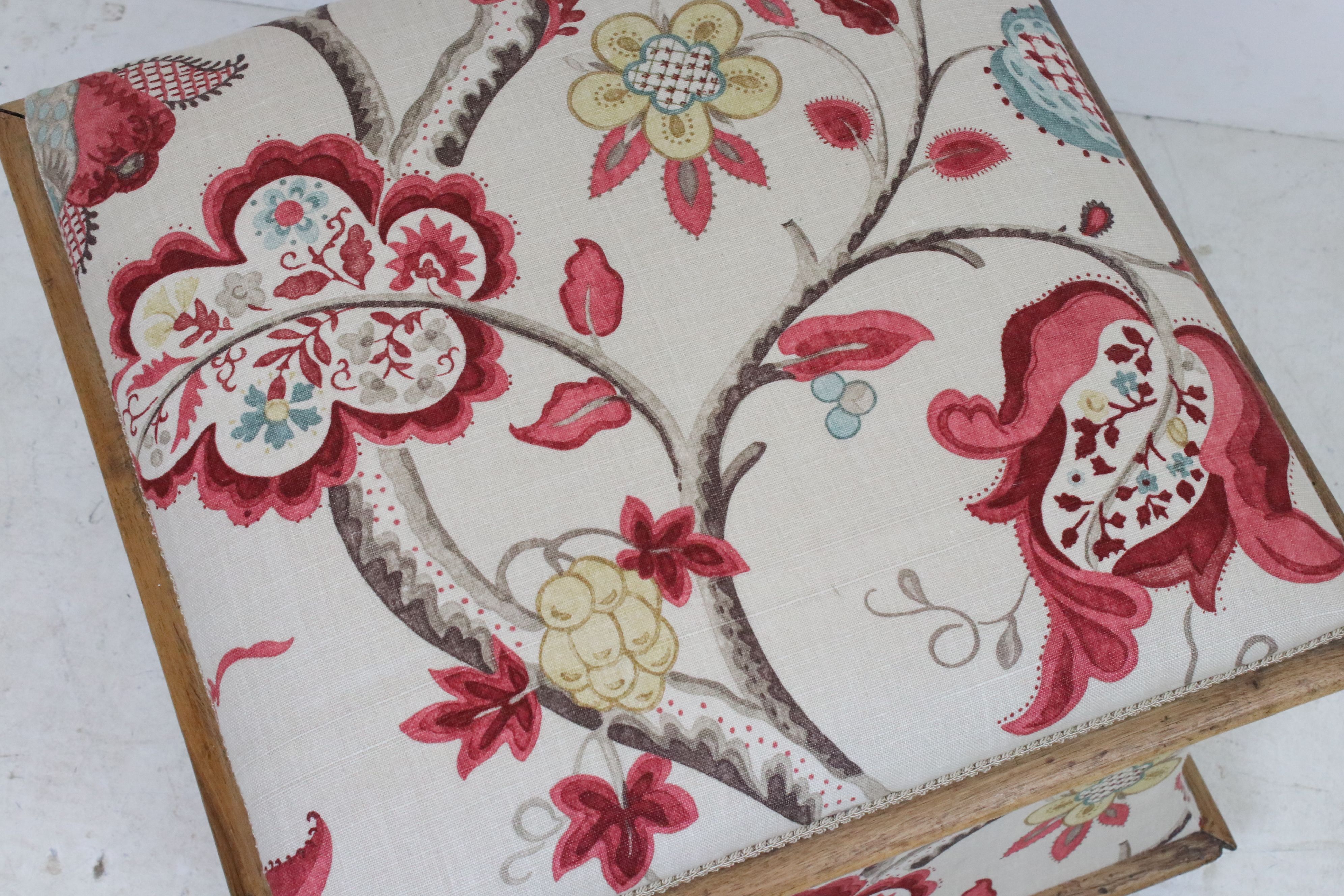 19th century Square Ottoman Box Stool, recently upholstered in Colefax & Fowler style fabric, 55cm - Image 2 of 4