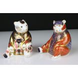 Two Royal Crown Derby Paperweights including Honey Bear and Imari Seated Bear