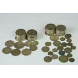 A collection of pre 1947 British pre decimal coins to include half crowns, florins, shillings ..