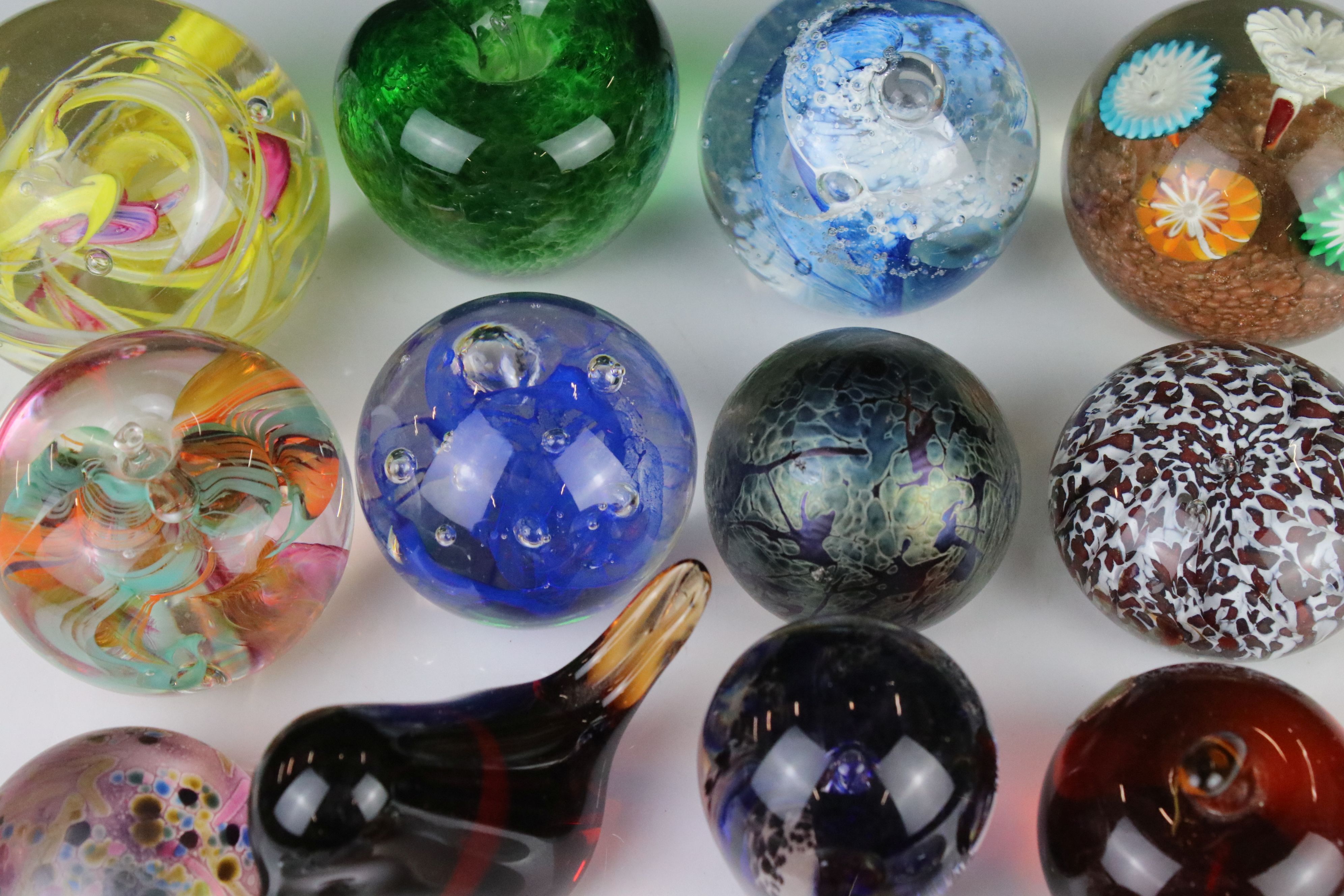 Eighteen Glass Paperweights including Royal Brierley iridescent, Selkirk, Murano, Isle of Wight, - Image 5 of 6