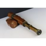 Early 20th century Broadhurst Clarkson & Co Four Drawer Brass and Leather covered Telescope,