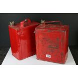 A pair of early to mid 20th century fuel cans, one with Shell brass lid.