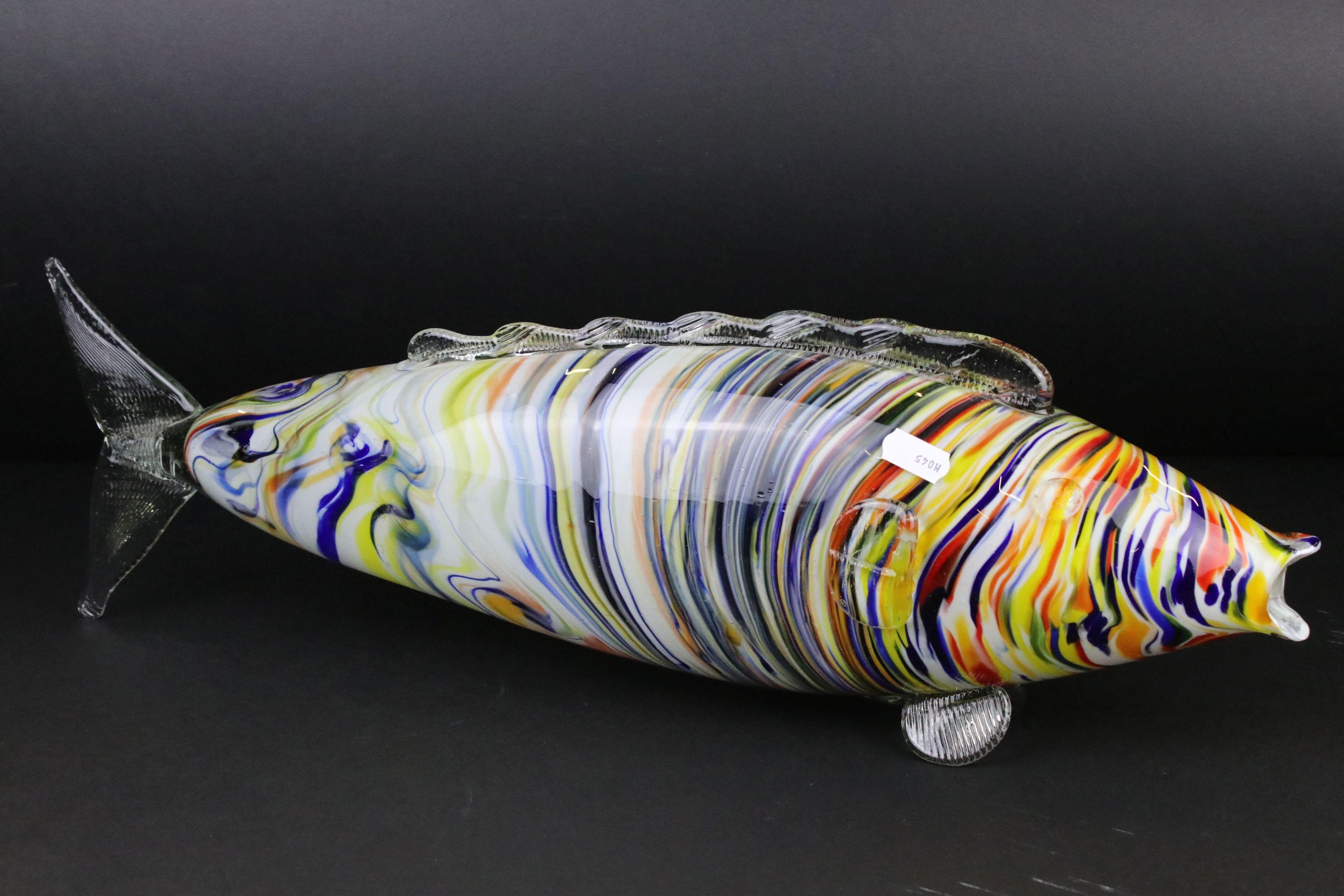 Two Large Murano Glass Fish, longest 54cm and a Murano Glass Fish Vase 43cm high - Image 2 of 7