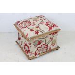 19th century Square Ottoman Box Stool, recently upholstered in Colefax & Fowler style fabric, 55cm