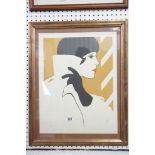 20th century, a signed & numbered limited edition lithograph portrait of a 1920s flapper girl