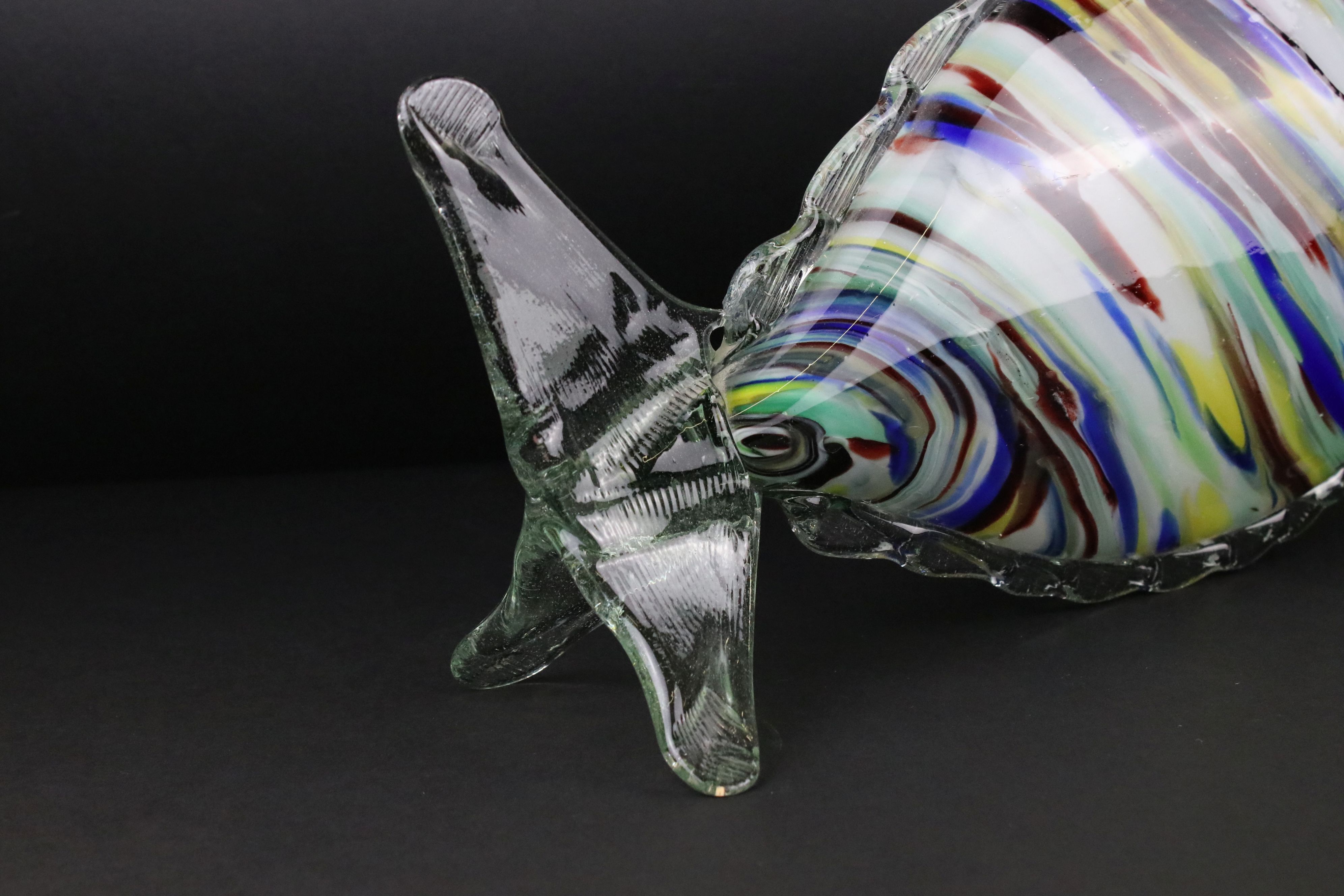 Two Large Murano Glass Fish, longest 54cm and a Murano Glass Fish Vase 43cm high - Image 6 of 7