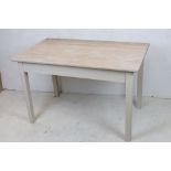 Pine Kitchen Table / Desk with painted base, 122cm long x 75cm wide x 76cm high