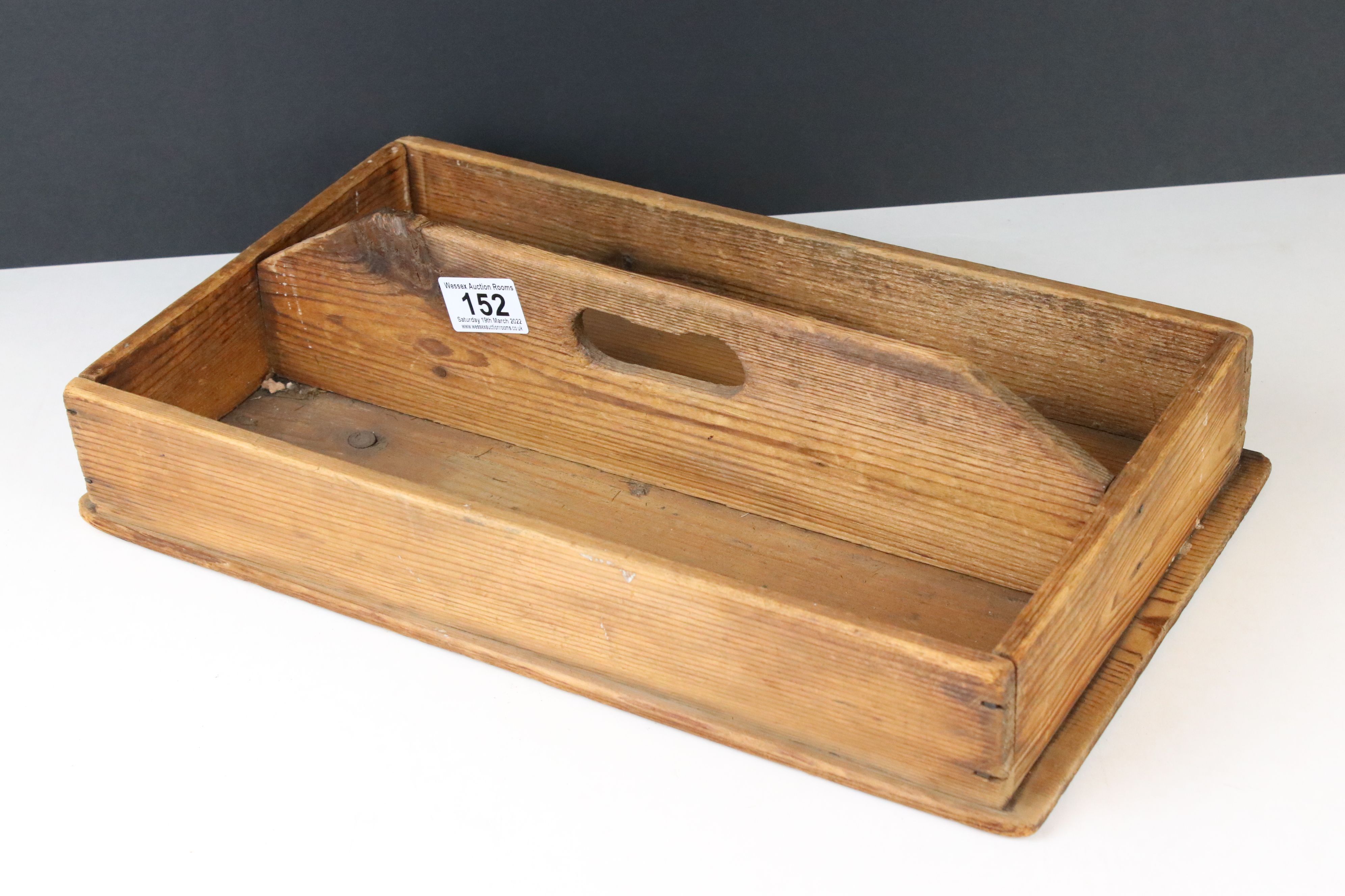 Late 19th / Early 20th century Pine Two Section Cutlery Tray, 43cm long