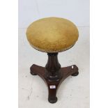 William IV Rosewood Circular Adjustable Piano Stool with fluted carved column