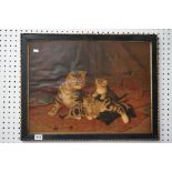 After Horacio H Couldrey, Gustave W Seitz, Chromolithographic Print of a Cat with two Kittens,