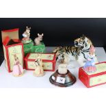 Three Boxed Royal Doulton Bunnykins ' Sundial, Sands of Time and Mystic' together with Two Boxed