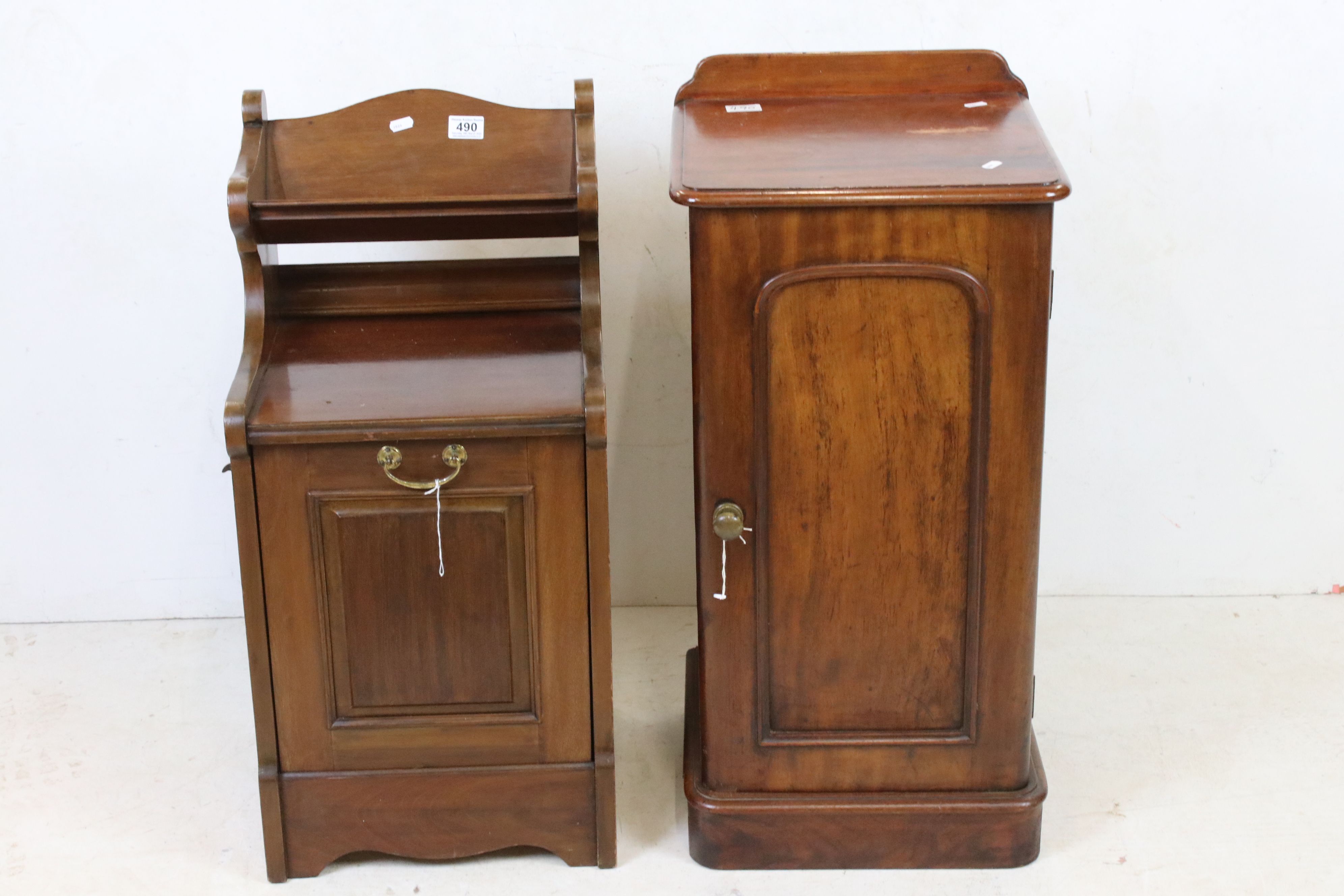 Victorian Mahogany Pot Cupboard 40cm wide x 82cm high together with Mahogany Purdonium with