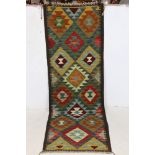 Wool Hand Knotted Maimana Kilim Runner Rug, 192cm x 65cm