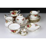 Collection of Royal Albert Old Country Roses including 22 Tea Cups, 22 saucers, Fruit Bowl, 29 small