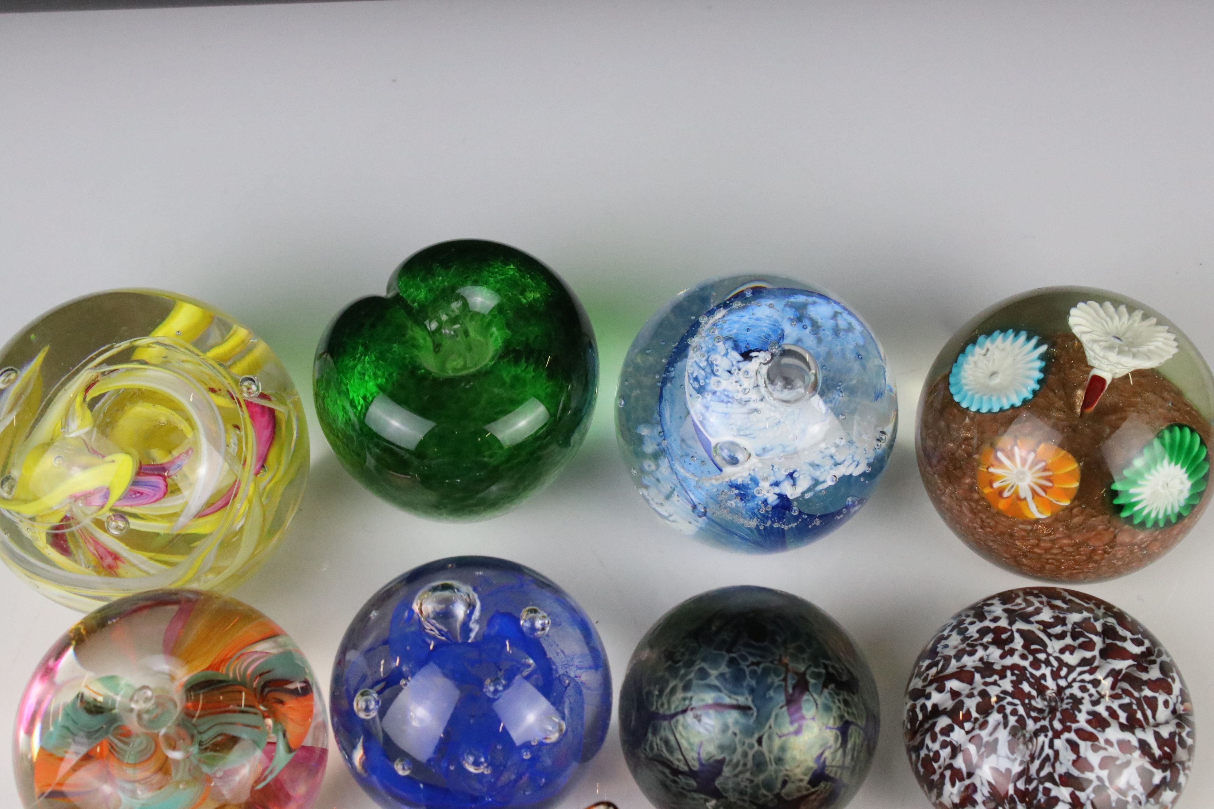 Eighteen Glass Paperweights including Royal Brierley iridescent, Selkirk, Murano, Isle of Wight, - Image 6 of 6