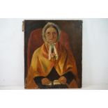 Late 19th / Early 20th century Oil Painting Portrait of a Woman with a book, 66cm x 78cm, unframed