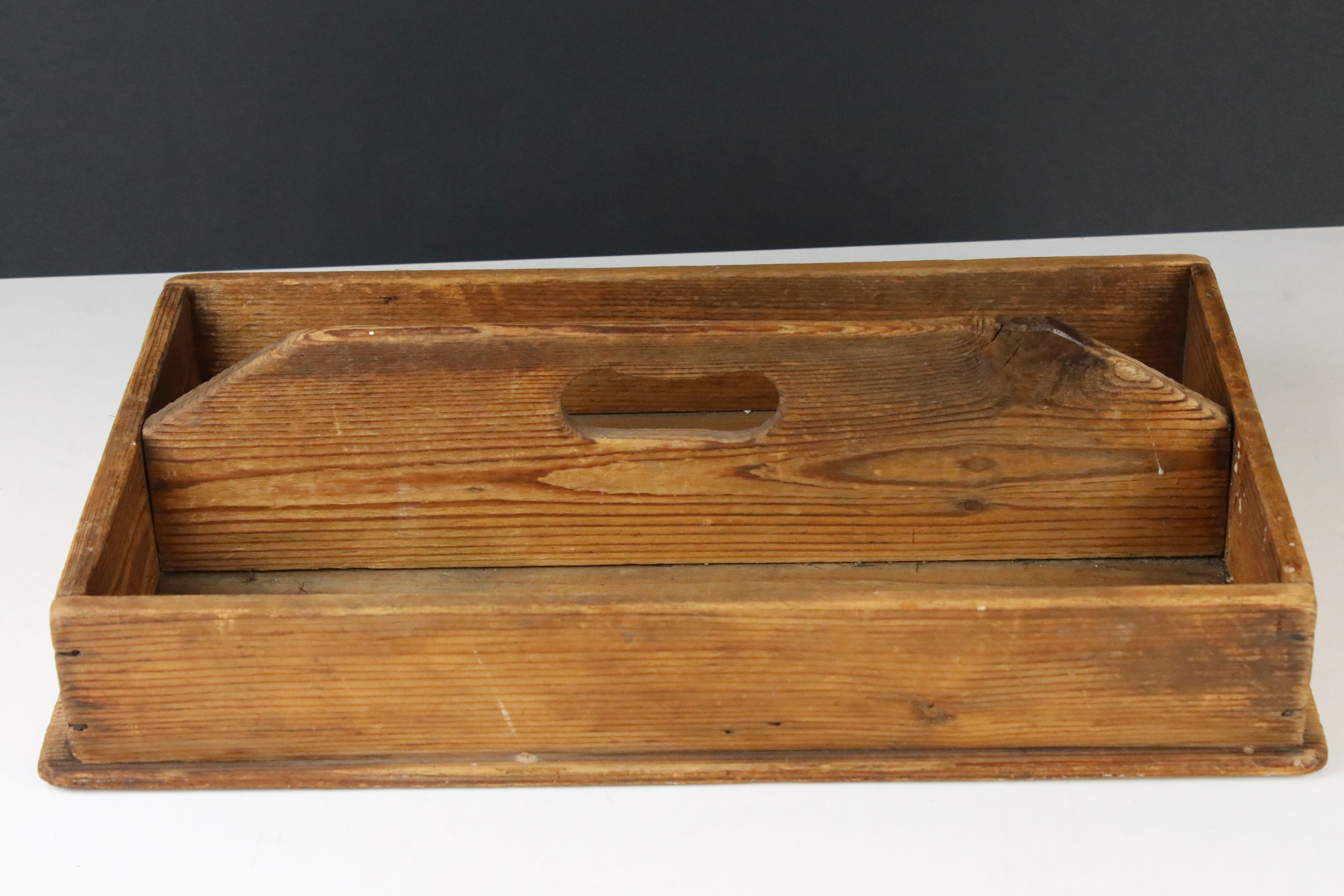 Late 19th / Early 20th century Pine Two Section Cutlery Tray, 43cm long - Image 3 of 3