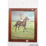 Maggie Steel (local Bath artist) Horse Racing Oil Painting on Board of Lester Piggott riding