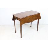 Sheraton Revival Mahogany Pembroke Table with shaped top, drawer to end, raised on square tapering