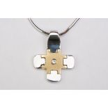Diamond 18ct white and yellow gold pendant necklace, the bi-colour gold pendant in the form of a