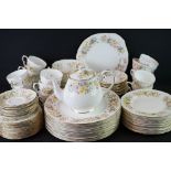 Colclough Bone China Part Tea and Dinner Service with floral decoration including Teapot, 12 Tea