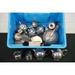 A large collection of vintage stainless steel table ware to include Tea pots, cruet sets etc..