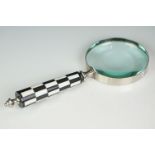 Large Magnifying Glass with Black and White Checkered Handle