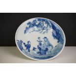 Small Chinese Blue and White Dish decorated with figures, 15cm diameter