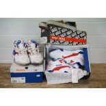 Deadstock Reebok Court Victory Pump trainers size UK 8 together with a worn example & a pair of Vans