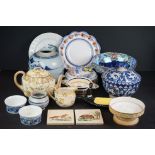 Mixed lot of Ceramics including Maling Lustre Bowl, Quimper ware, Worcester Blush Ivory, Doulton