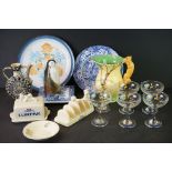 Mixed Lot of Ceramics and Glass including 6 Babycham Glasses, Burleigh ware Squirrel Handled Jug,