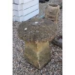 An antique two piece staddle stone, height is approx 77cm