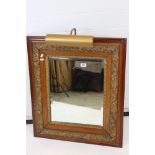 Oak and Parcel Gilt Rectangular Wall Mirror with bevelled edge, 20th century, 69cm x 79cm