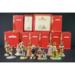 Eleven Boxed Royal Doulton Bunnykins including Fireman, Juliet, Romeo, Christmas Morning,