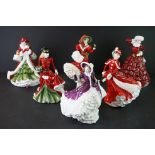 Six Royal Doulton ' Christmas Day ' Figurines including 2006 (with coa), 2003, 2004 (with coa),