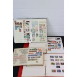A small collection of mainly British and European stamps contained within albums.