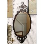 Late 19th century Fretwork and Carved Oval Mirror