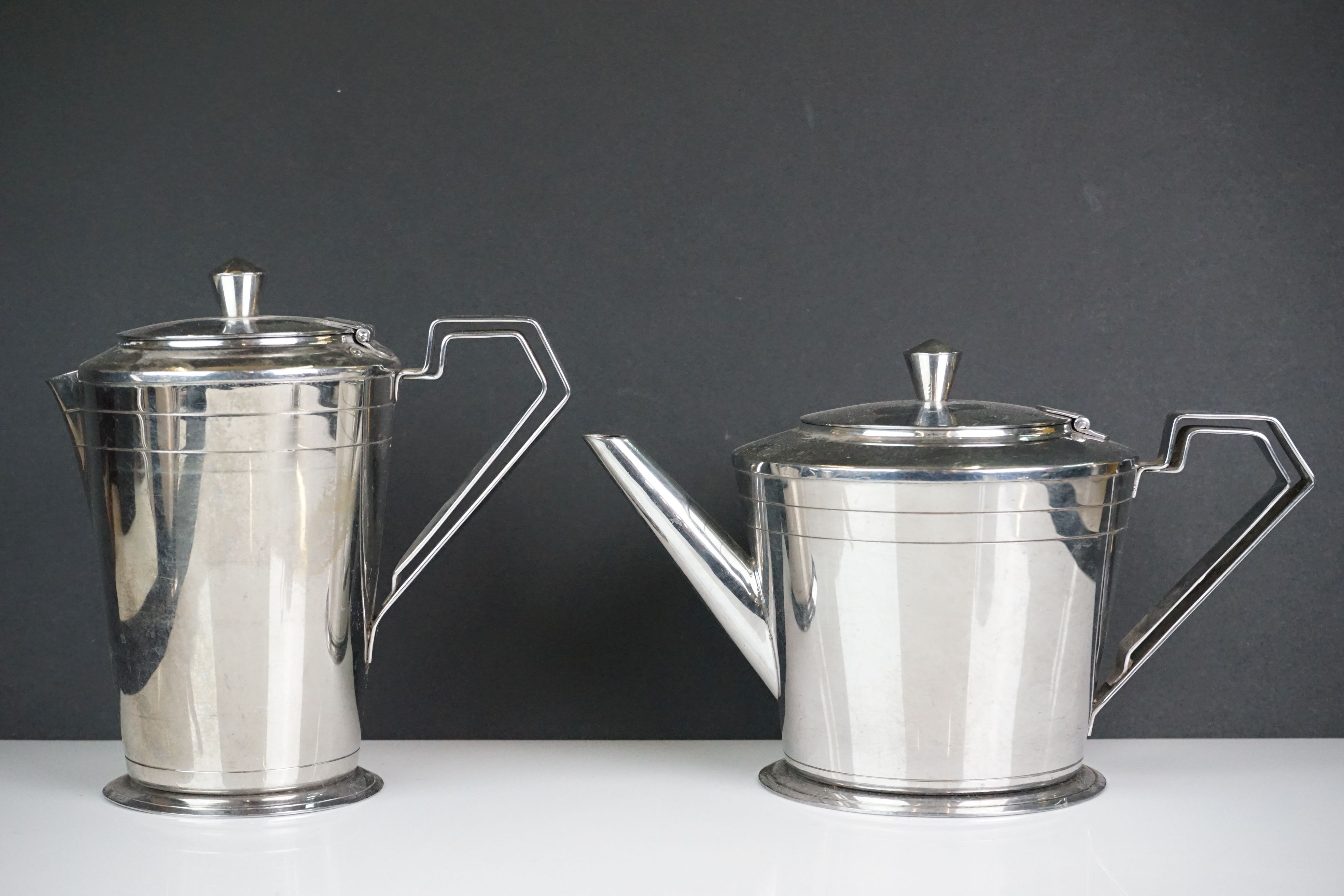 A mid 20th century stainless steel tea service by Oldhall. - Image 6 of 7